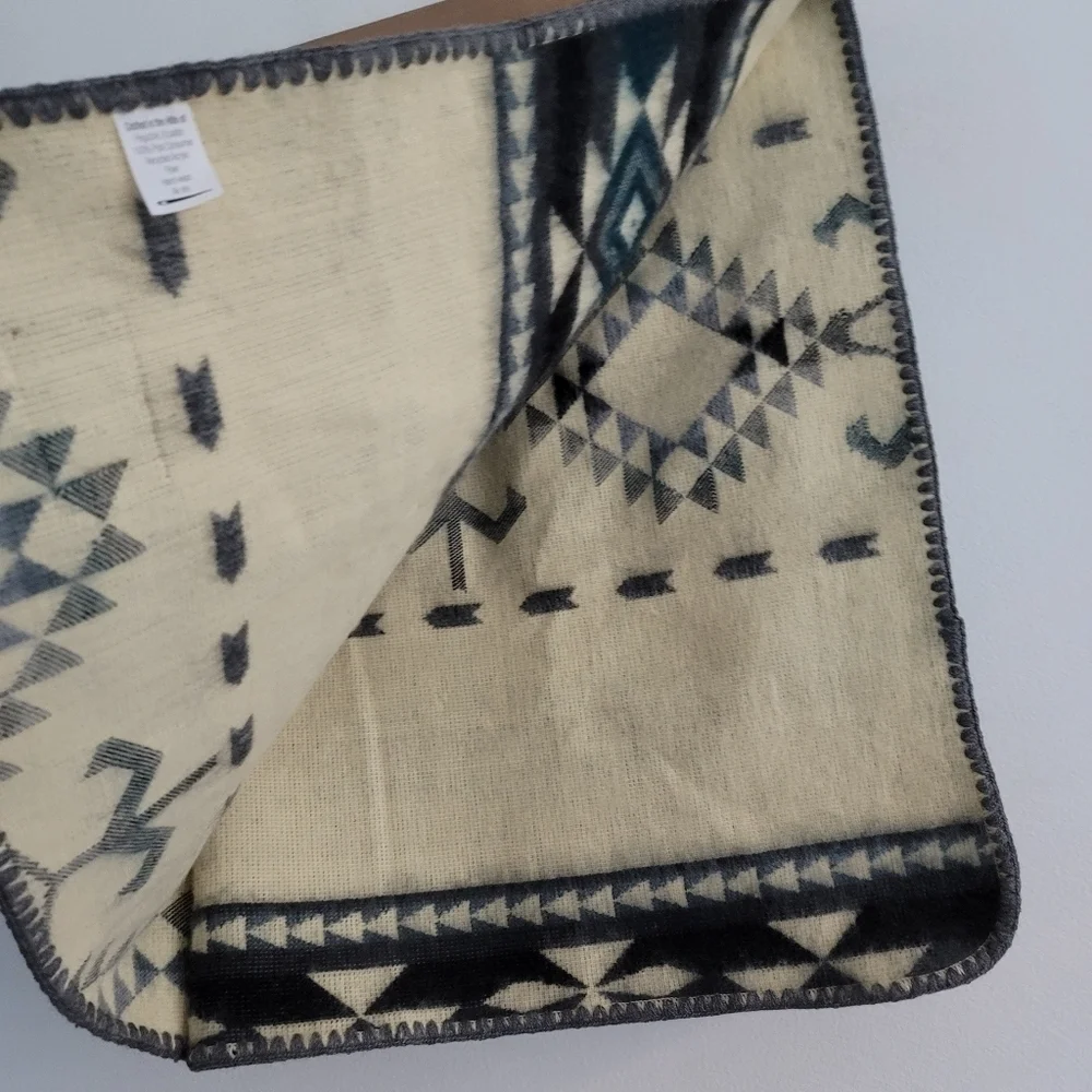 Heartprint Threads‎ Baby Blanket Earthy Southwestern Boho Gray Teal